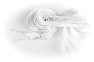 Shoelaces Our Wedding Day Satin Ribbon 5/8" Wide Shoelaces by Princess Pumps