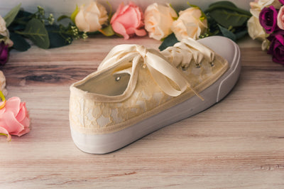 Ivory White Wedding Sneakers for Bride, Ivory White Lace Sneakers, Flat Wedding Shoes, Lace Wedding Shoes, Bridesmaid Gifts, Gifts for Her