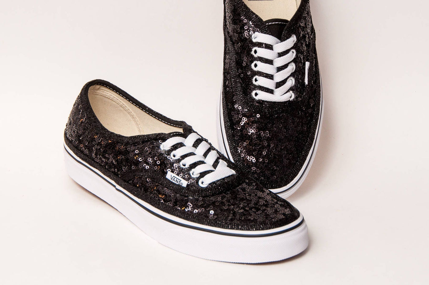 Black Starlight Sequin Sneakers 5 / Without Ribbons