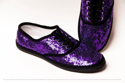 Purple Starlight Sequin Sneakers by Princess Pumps 6 / Purple Over Black