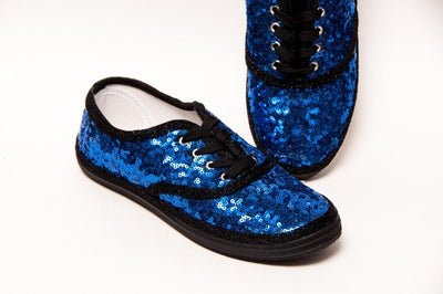 Sapphire Blue Starlight Sequin Sneakers by Princess Pumps 6 / Sapphire on Black