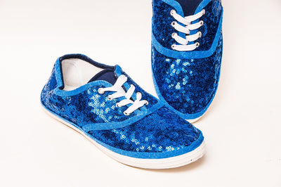 Sapphire Blue Starlight Sequin Sneakers by Princess Pumps 6 / Sapphire on White