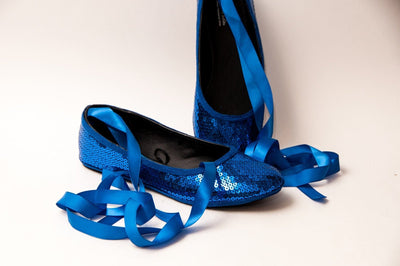 Sapphire Starlight Sequin Ballet Flats 6 (Size 5 Fit) / With Ribbons @ Back