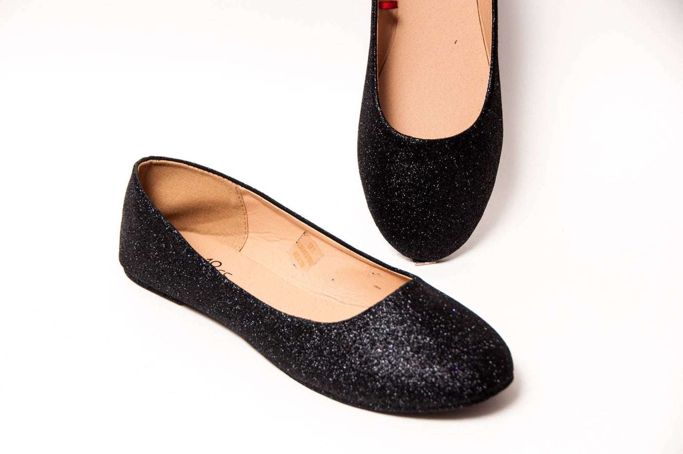 Black Premium Glitter Ballet Flats 6 (Size 5 Fit) / Without Ribbons