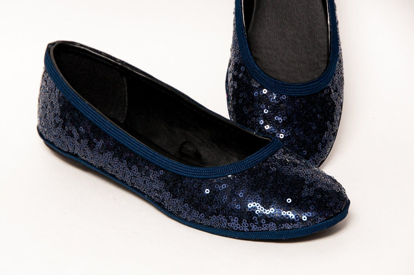 Navy Blue Sequin Ballet Flats 6 (Size 5 Fit) / Without Ribbons