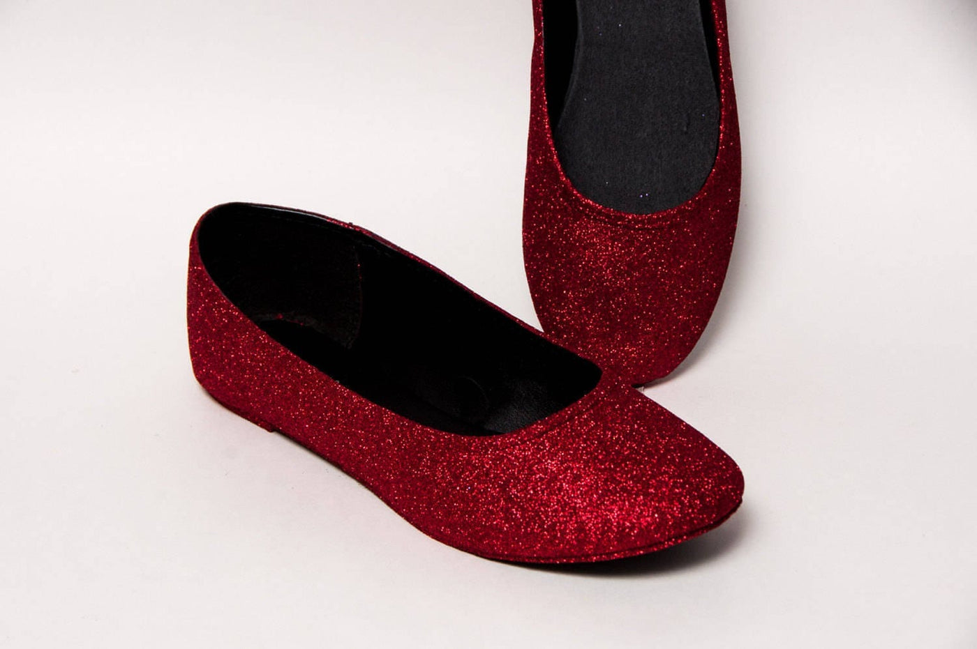 Red Premium Glitter Ballet Flats 6 (Size 5 Fit) / Without Ribbons