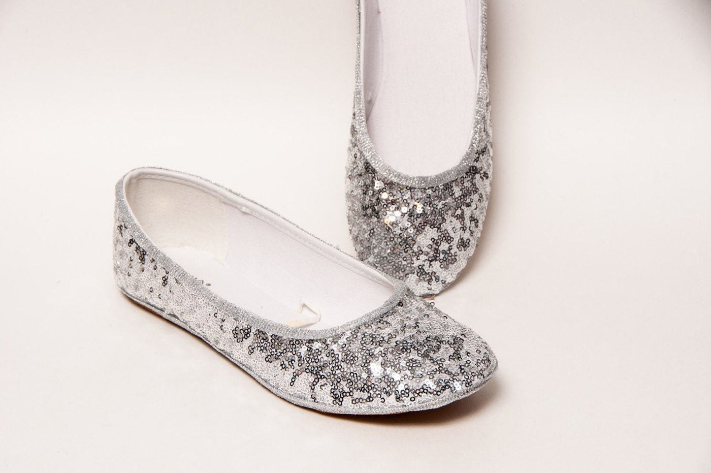 Sterling Silver Starlight Sequin Ballet Flats 6 (Size 5 Fit) / Without Ribbons