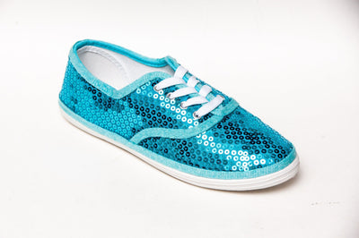 Malibu Blue Sequin Sneakers 6 / Without Ribbons