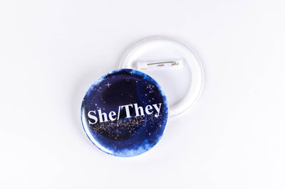 Accessory Pride Pronoun LGBT Pin Back Buttons by Princess Pumps She/They