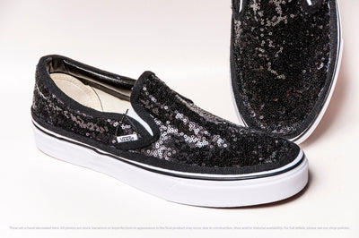 Black Starlight Sequin Slip On Sneakers