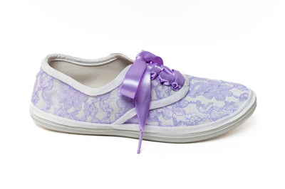 Choose Your Color of Lace Over White Sneakers with Satin Ribbon Laces