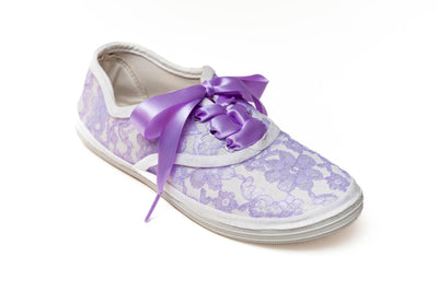 Choose Your Color of Lace Over White Sneakers with Satin Ribbon Laces