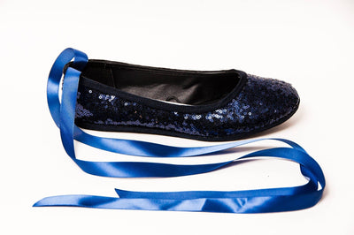 Navy Blue Sequin Ballet Flats