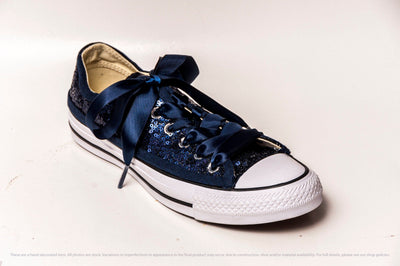 Navy Blue Sequin Low Top Sneakers