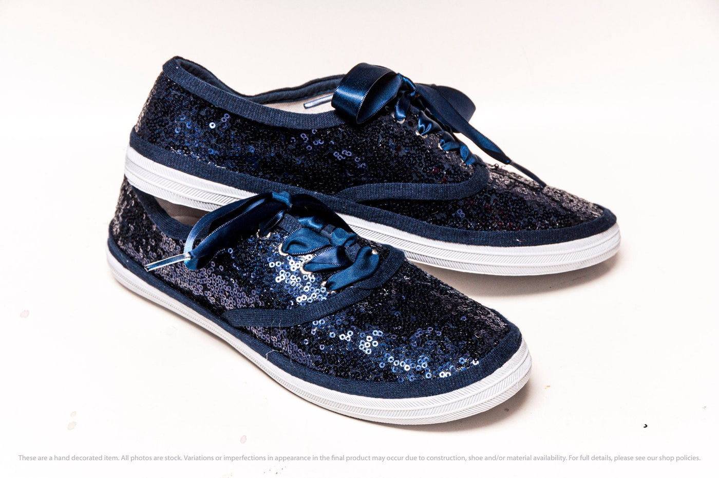 Navy Blue Sequin Sneakers by Princess Pumps