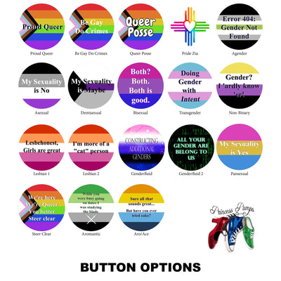 Pinback Buttons LGBT+ Phrase and Pride Flag Pin Back Buttons Proud Queer