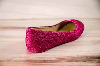 Raspberry Pink Premium Glitter Ballet Flats