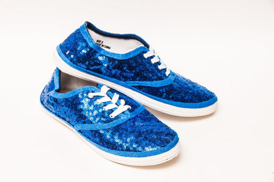 Sapphire Blue Starlight Sequin Sneakers by Princess Pumps