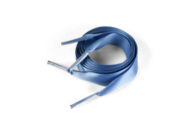 Shoelaces Bridal Custom Text Satin Ribbon 5/8" Premium Quality Shoelaces - 48" & 54" Lengths 48" (Low Tops) / Smoke Blue