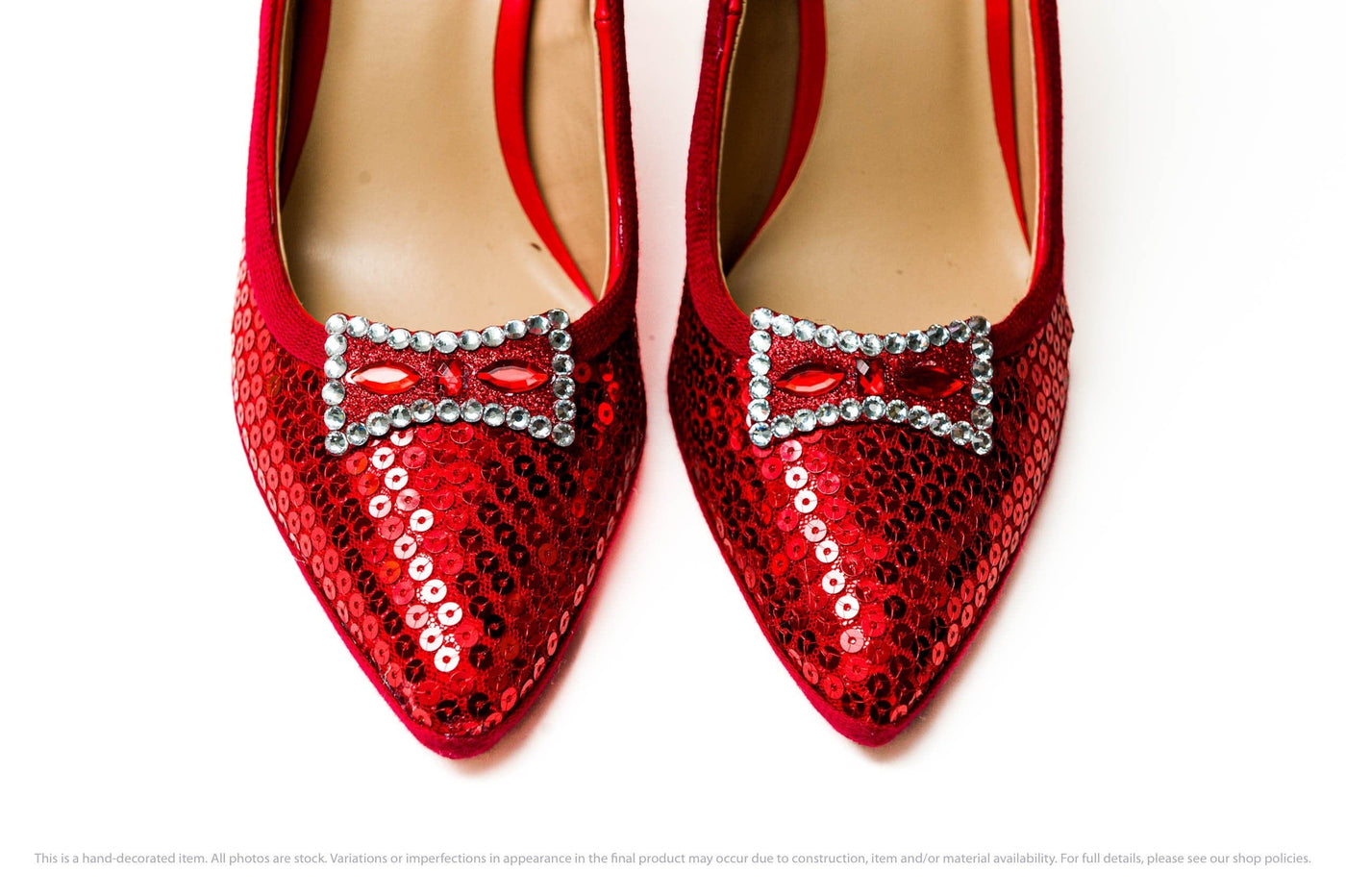 Shoes Red Sequin Stiletto Pointed Toe High Heels by Princess Pumps