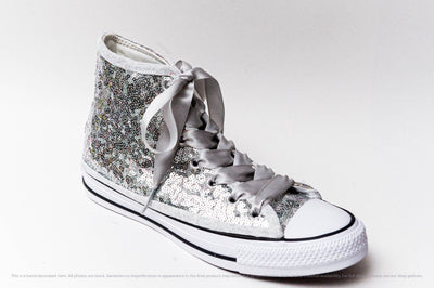 Silver Starlight Sequin High Top Sneakers