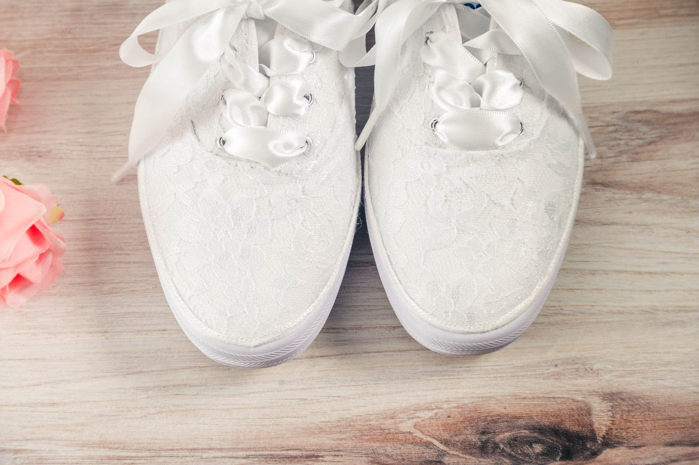 Wedding Shoes! Bridal White Lace Sneakers. Bride, Bridesmaids