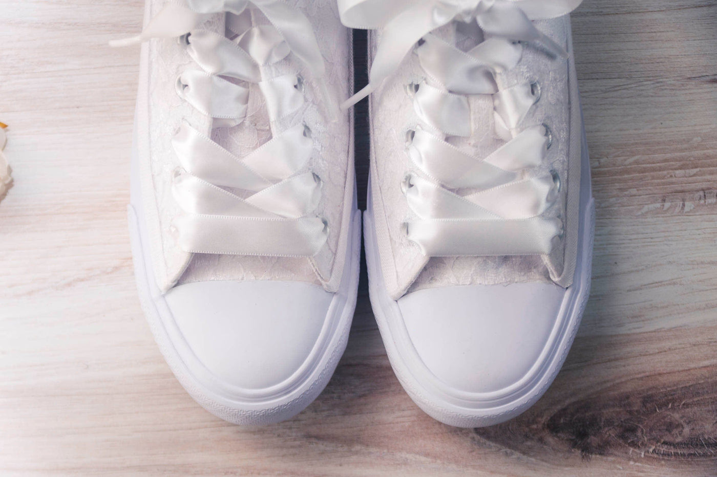 Wedding Shoes! Comfy Bridal White Lace Low Top Sneakers for Brides, Bridesmaids.